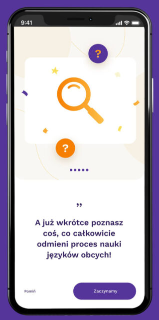 Screen aplikacji do nauki języków obcych - Lingo Day